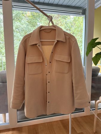 Beige Shirt Jacket Button Up Coat Used Condition