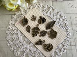 10 x Anhänger Charm Blatten pendentifs feuille