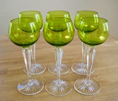 6 Stk. antike Weingläser Kristallglas