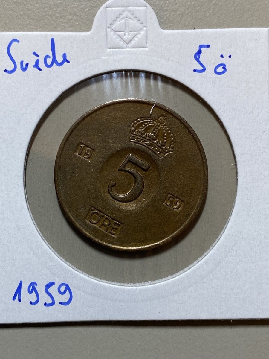 Tutti le monete: Suède - 5 Öre - 1959 – Usato da Payerne venduto da Mike1682