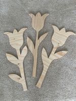 Tulpen, 3er Set zum Bemalen, 40cm, Holz, Handarbeit