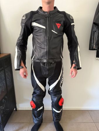 Dainese Veloster 2PCS Lederkombi Gr. 50 Schwarz Weiß