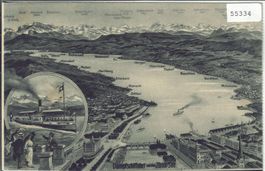 Zürich - Zürichsee - Dampfschiff "Helvetia" Panorama