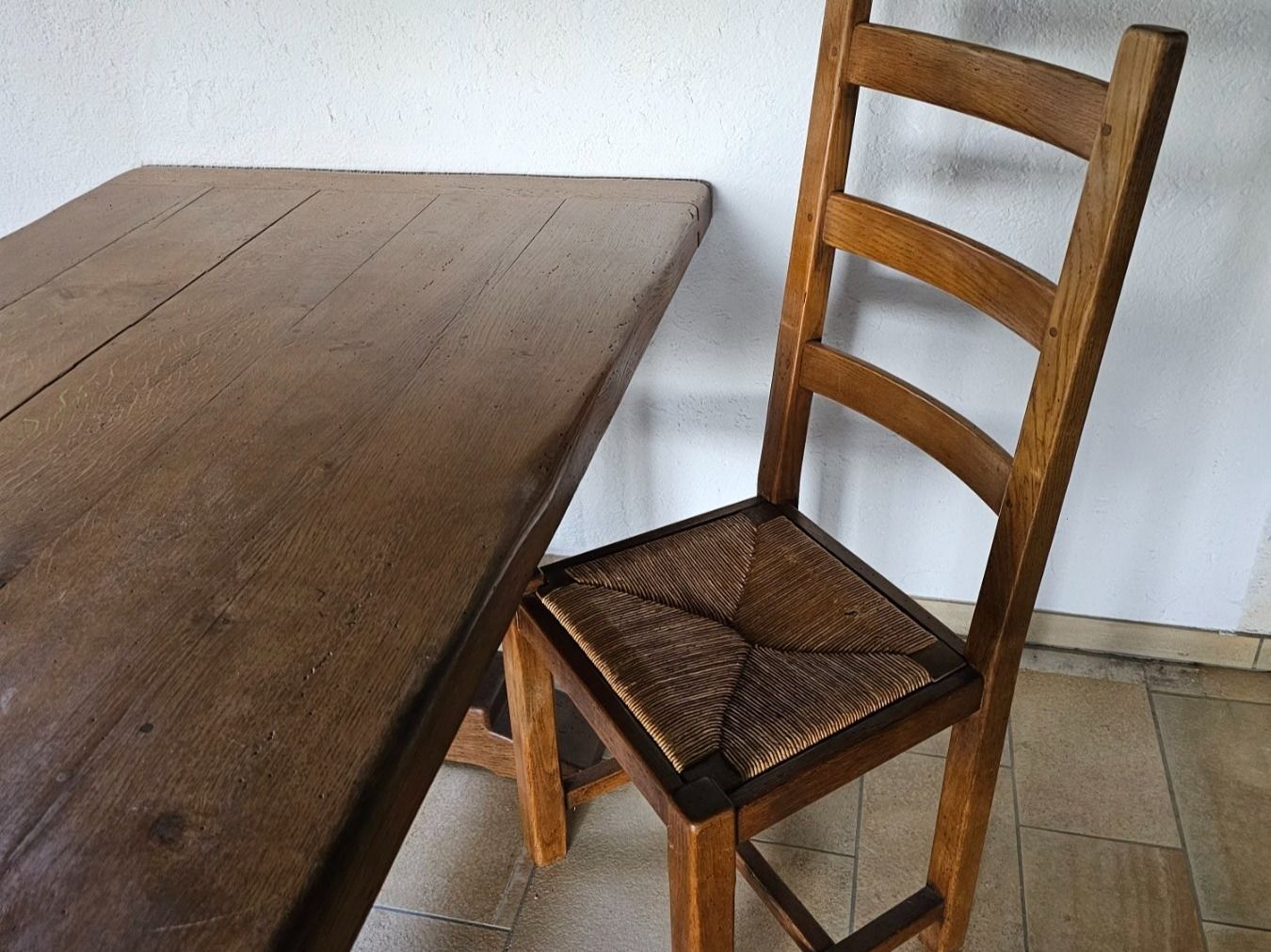 Tischset: Klostertisch Eiche massiv, inkl. 6 Eichenstühlen – Gebraucht aus Münchenstein von  7