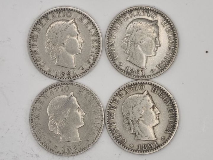 Tutti le monete: 20 rappen 1891 Lot 4 Stück – Usato da Bure venduto da chap981