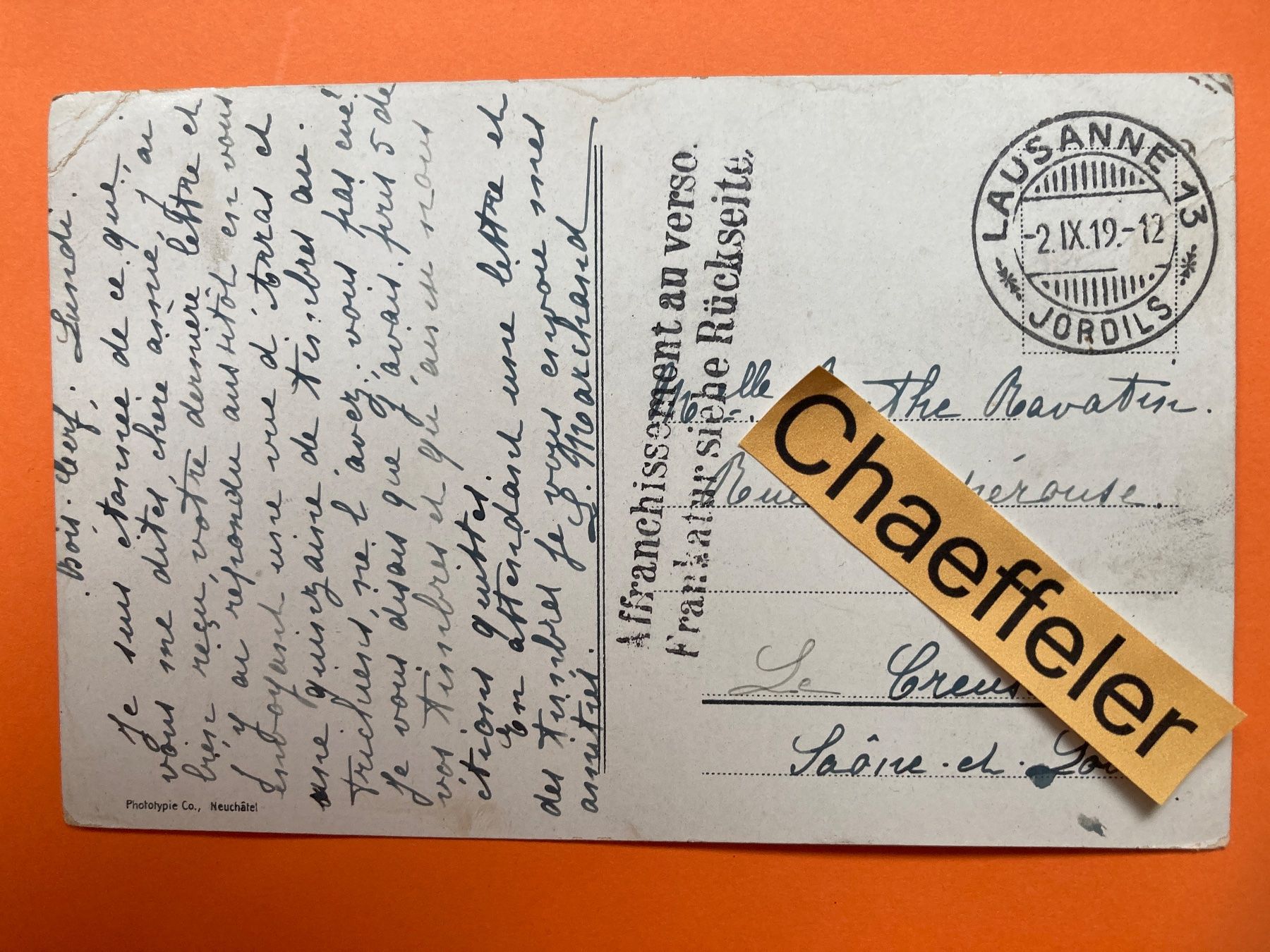 Cartoline postali: 1912 Lausanne und die Alpen – Usato da Zürich venduto da Chaeffeler 1
