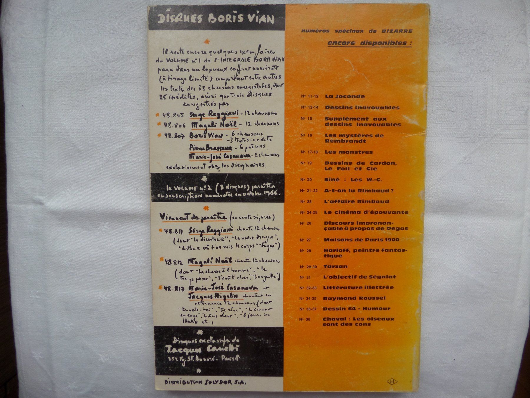Riviste & Magazine: Boris Vian  Les Vies Parallèles – Usato da Genève venduto da CDLPBookS 1