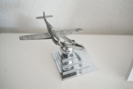 Art Deco Flugzeug Tischskulptur Chrom antik 1930er