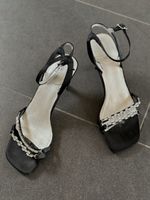 Elegante, schwarze Sandalette, Absatzschuh, Gr. 38, Top!