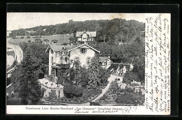 Cartoline postali: Neuchâtel, Pensionnat Léon Roulet-Marc – Usato da Berlin venduto da bartko-reher