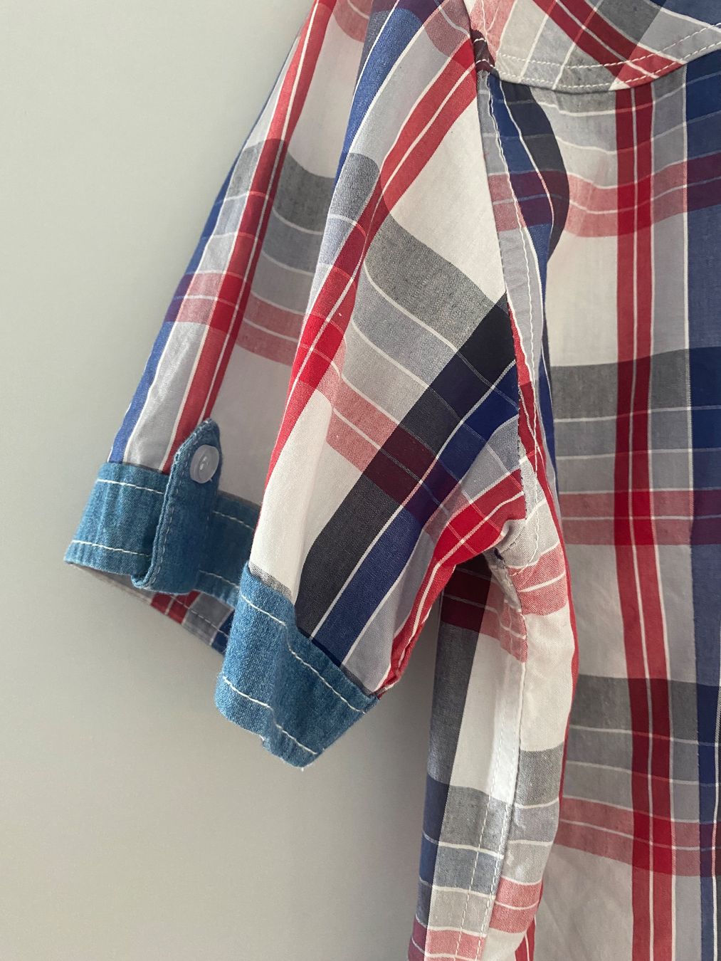 Hemden: Herrenhemd, Grösse L, Karo rot/blau/weiss – Gebraucht aus Glattbrugg von riseca 5