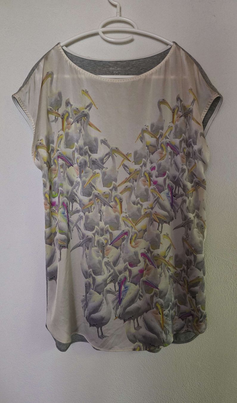 Marc Cain Camicette: Marc Cain Blusenshirt mit Pelikan-Print Gr.40 – Usato da Seewis Dorf venduto da kai_zg5c
