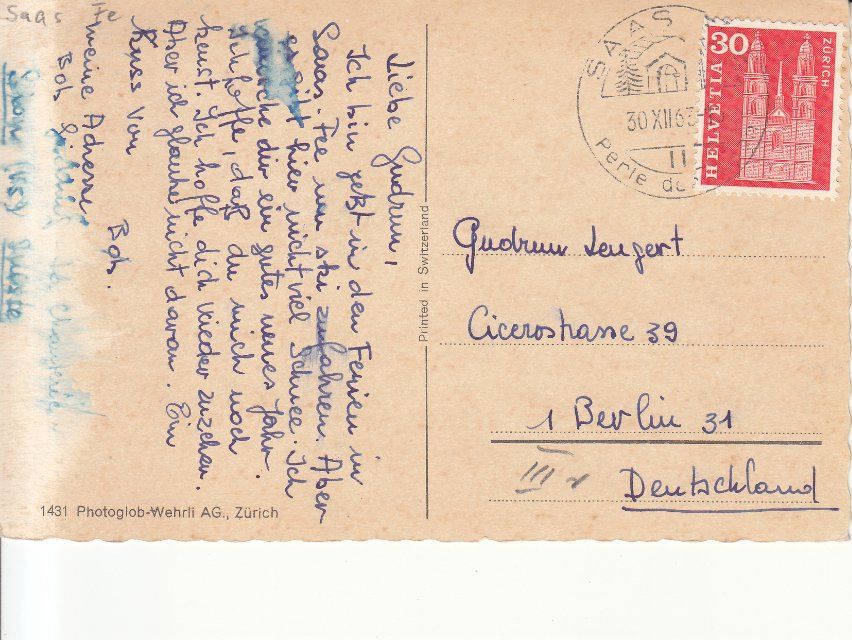 Cartoline postali: Saas Fee 1963 – Usato da Bürglen TG venduto da StampGraf 1