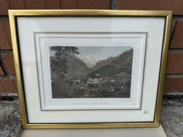 Stahlstich Interlaken mit der Jungfrau