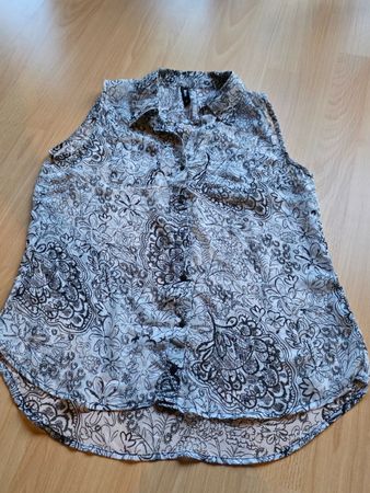 Ärmellose Bluse, Schwarz Weiss Muster, Grösse S