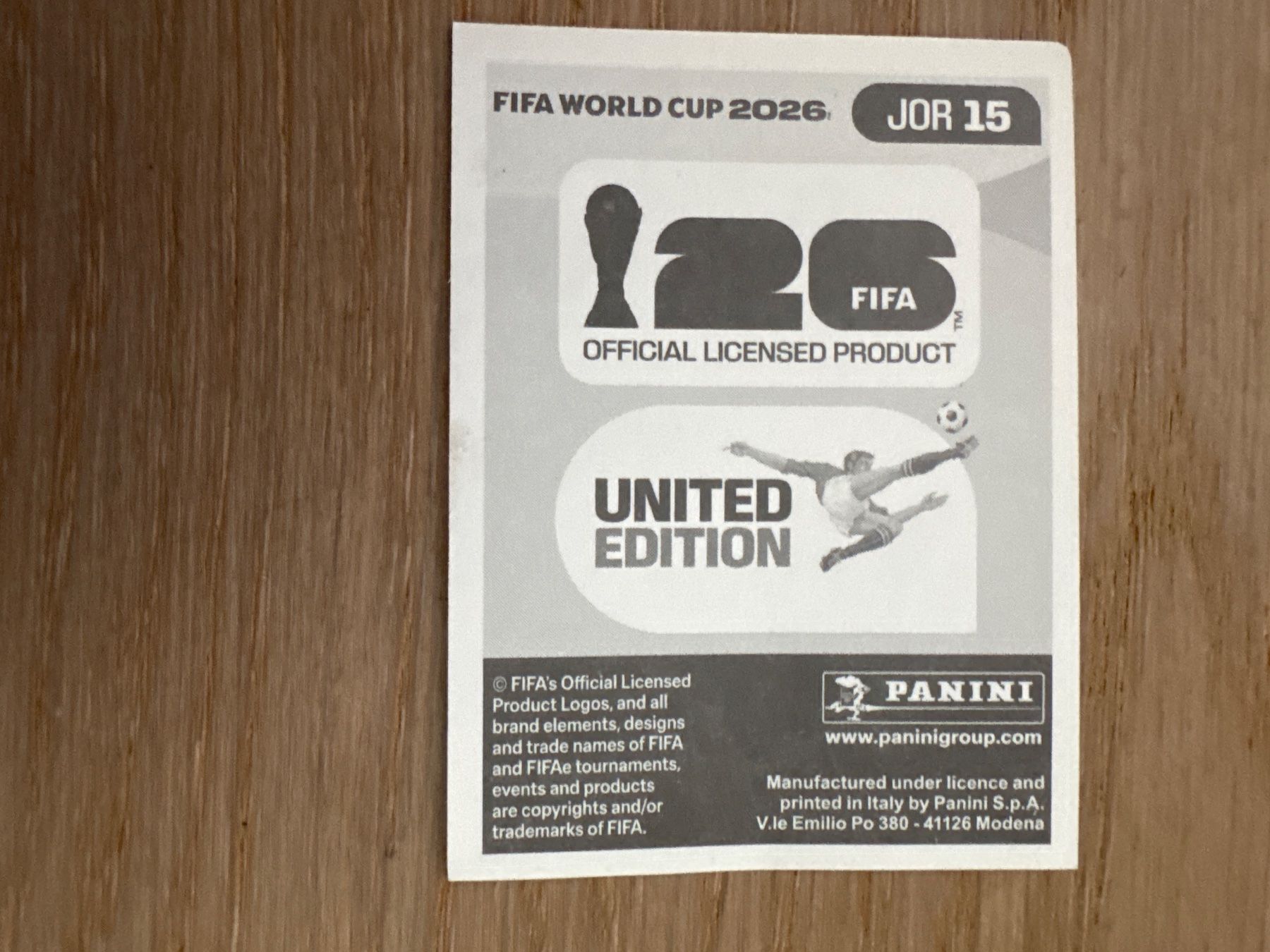Panini Carte collezionabili: Panini 2026 JOR 15 – Usato da Lausanne venduto da FabienA 1