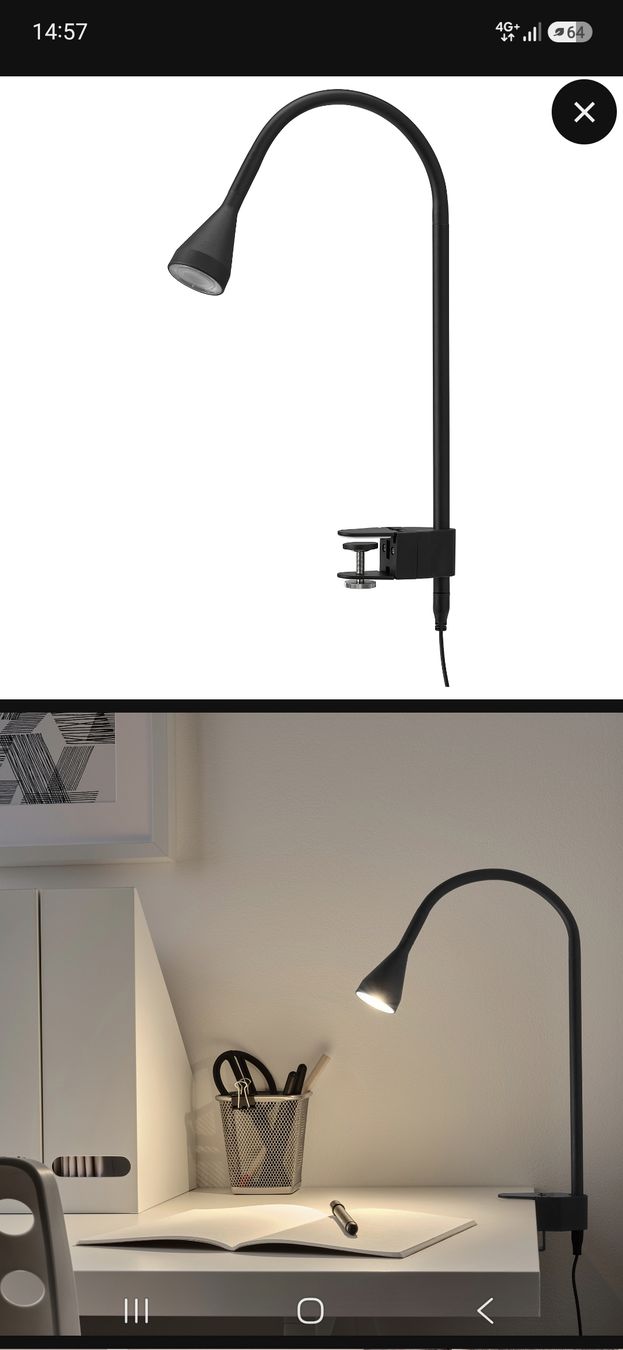 Ikea Lampade: Lampe à pince LED NÄVLINGE noire – Usato da Genève venduto da cat_ps7g 3