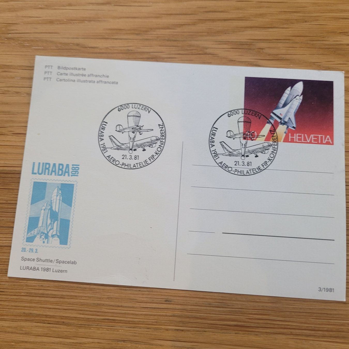Cartoline postali: GS Luzern 1981 Luraba Space – Usato da Biel/Bienne venduto da Destockweb