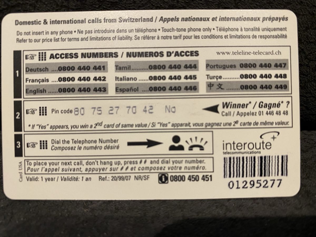 Telefon- & Taxkarten: Teleline – Gebraucht aus Lausanne von babacard10 1