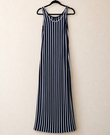 Gestreiftes Maxi-Kleid Marine/Weiß – Gr. XS/S