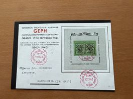 Karte mit Genfer Block 17.9.1943 Genf 