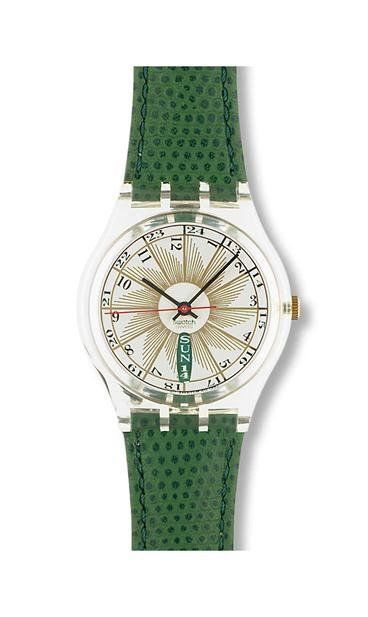 Swatch Orologi: SWATCH "TOP CLASS" GK707 Leder-Armbanduh – Nuovo e nell'imballaggio originale da Rotkreuz venduto da CLASAX