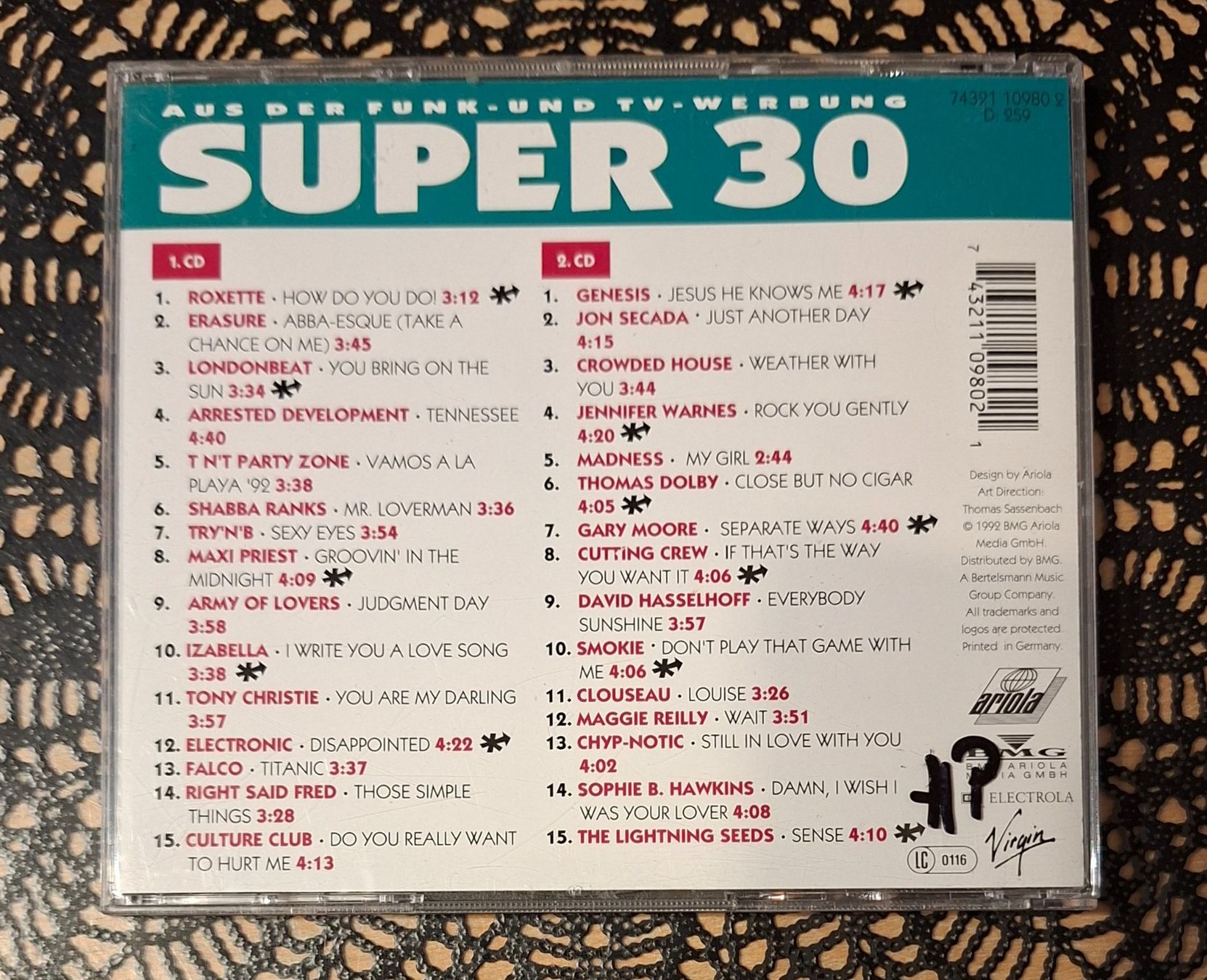 CD: Super 30 - Die Zweite, 2CD Hit Compilation Sampler 1992 – Usato da Schönenberg TG venduto da breiti12 1