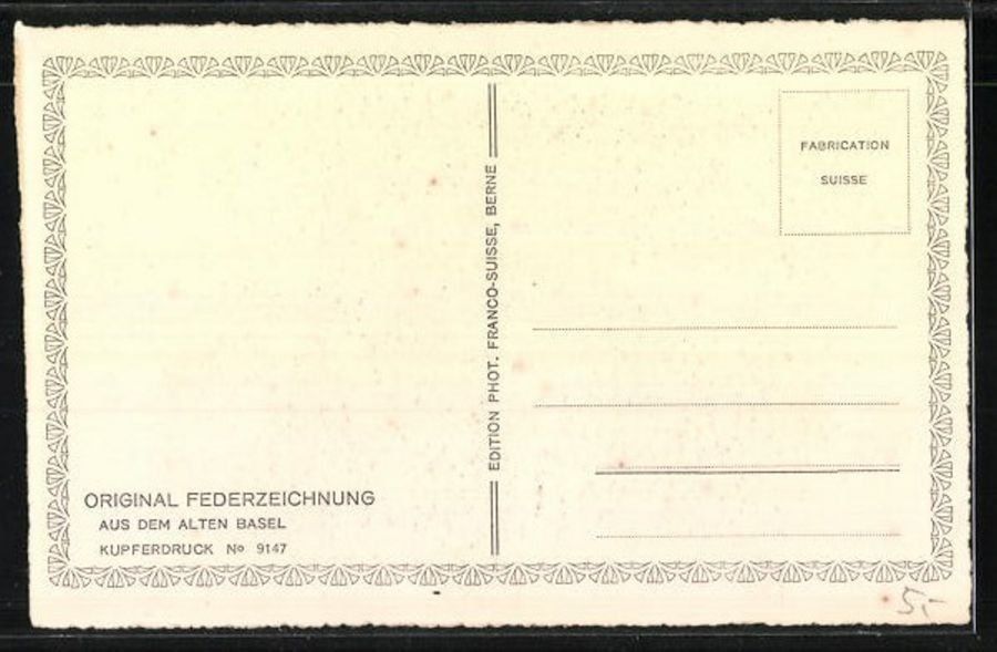 Cartoline postali: Basel, St. Leonhardsberg, Federzeichnung – Usato da Frauenfeld venduto da POML 1