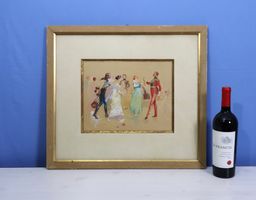 Charles Morel 1860-1908, Mischtechnik "Offiziersball", sign.