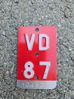 Plaque vélo Vaud, VD 1987 / Suisse / collector / Vintage