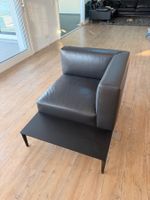 Walter Knoll Sessel – graues Leder mit Beistelltisch