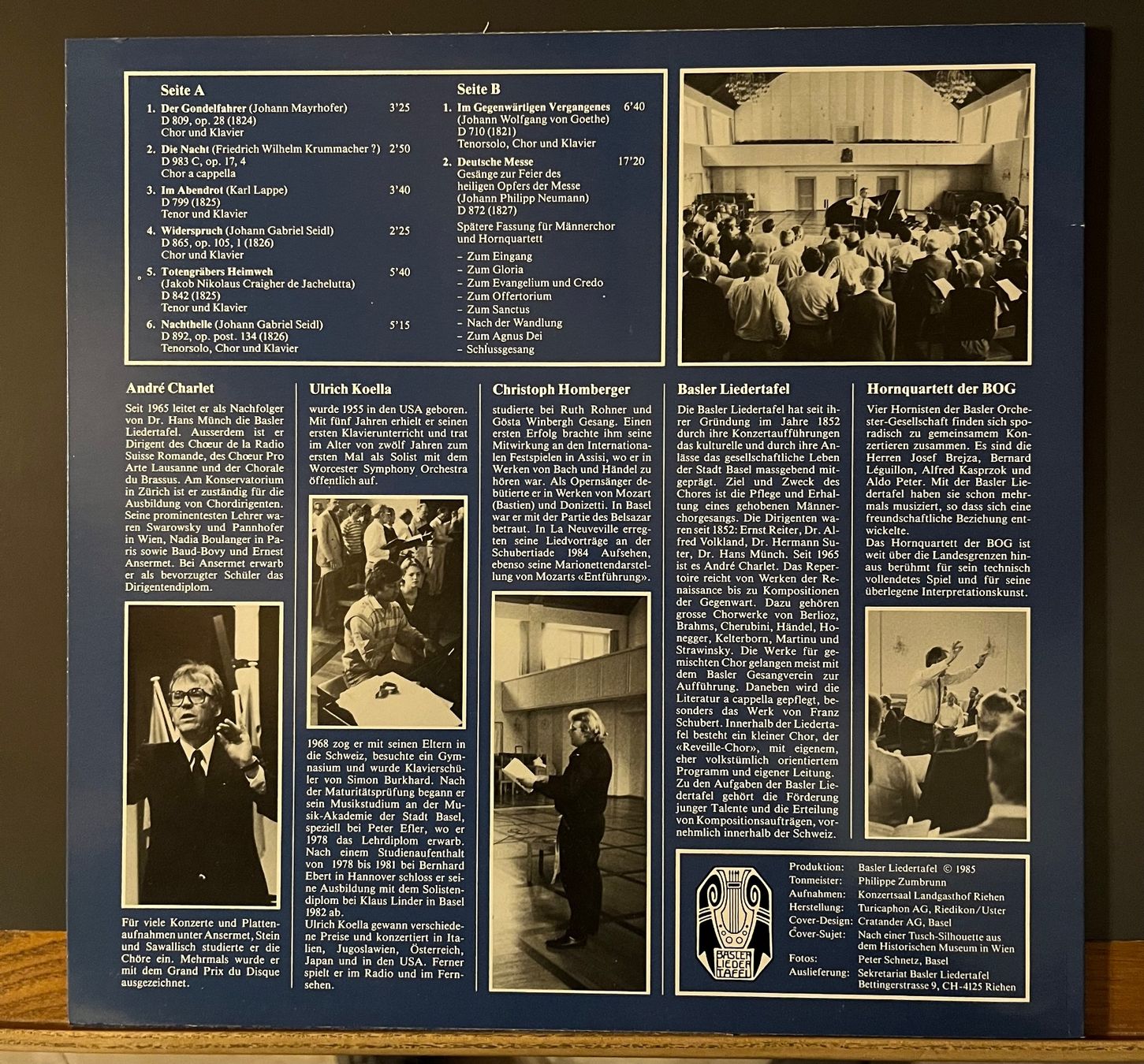 Dischi in vinile: Franz Schubert - Basler Liedertafel, Leitung: André Charlet – Usato da Muttenz venduto da Golden_Times 1