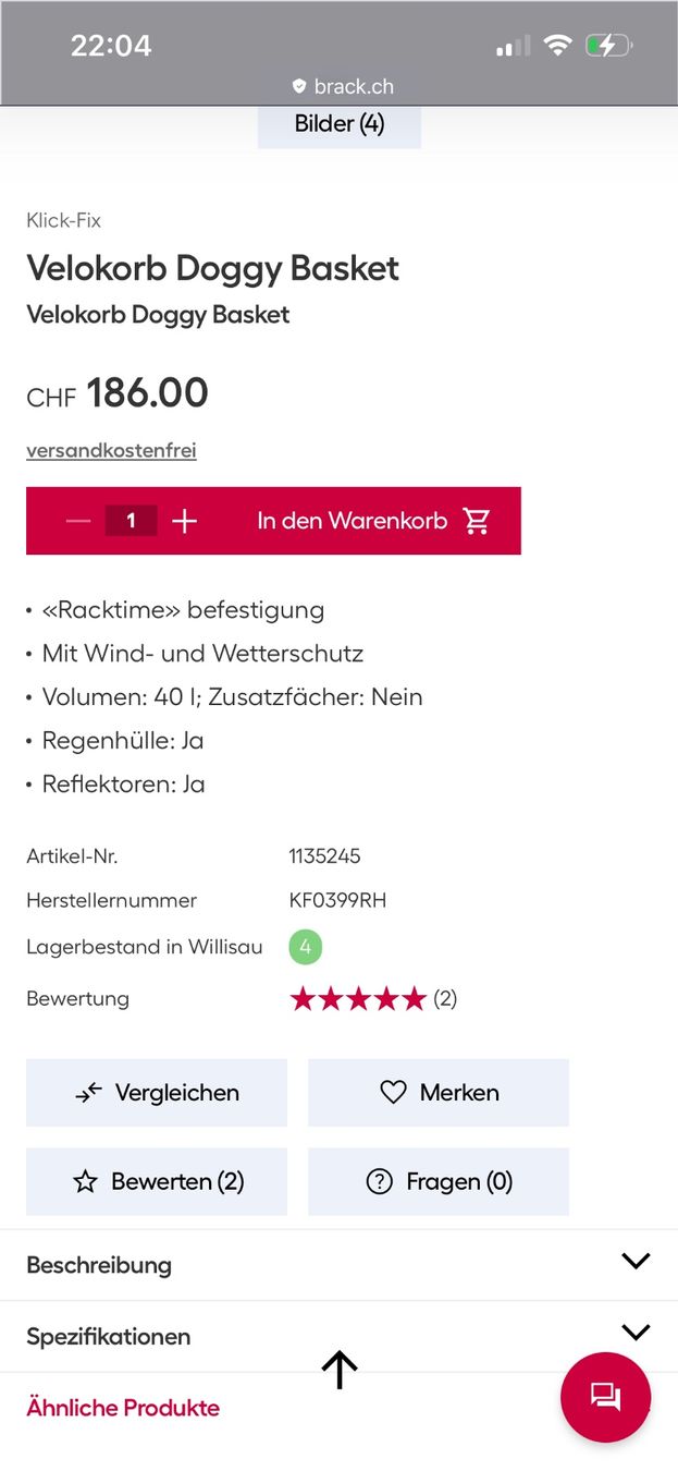 Cucce & Letti: Doggy basket Klick-Fix Velokorb – Usato da Luzern venduto da Juhui06 4