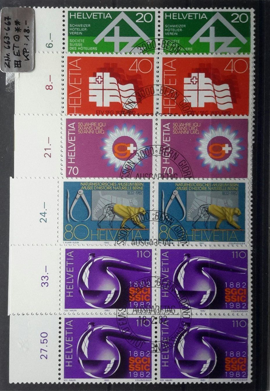 Alle Briefmarken: ZNr. 663 - 667 ET , Stempel 4 er Block . – Gebraucht aus Burgdorf von Olli.34