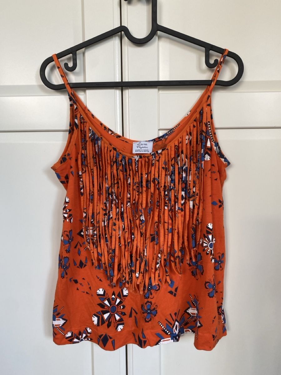 Zara Blusen: Zara Orange Boho Tank Top – Gebraucht aus Schlieren von tug_568r
