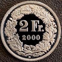 2 Franken 2000 pp / aus Münzsatz / in einer Münzkapsel