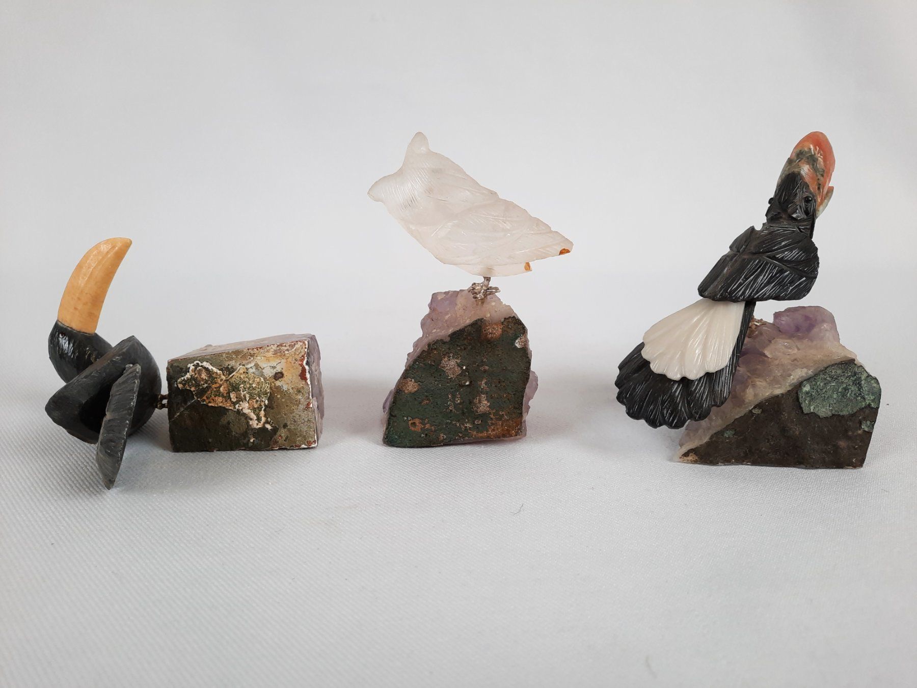 Mineralien & Heilsteine: 3 Amethysten mit div. Vögeln – Gebraucht aus Beinwil am See von Restwert_Beinwil 1
