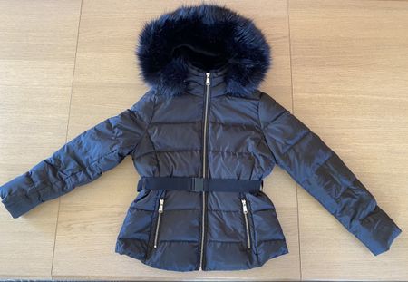 Doudoune noir avec capuche et ceinture - Zara - taille M