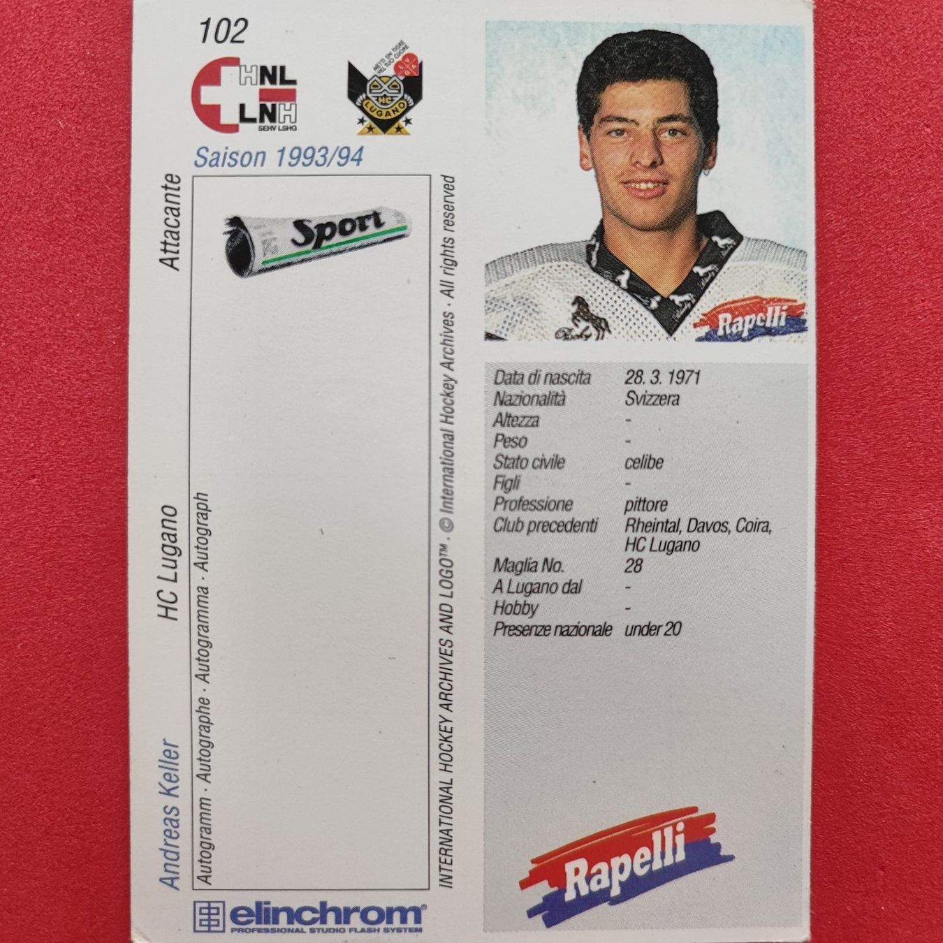 Carte collezionabili: Andreas Keller - HC LUGANO - 1993/94 – Usato da Dübendorf venduto da kb86_MOVIE 1