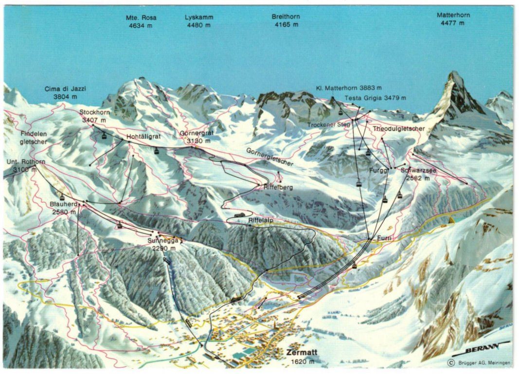 Cartes postales: Zermatt - Pistenplan – D'occasion à Binningen par Mountainrider