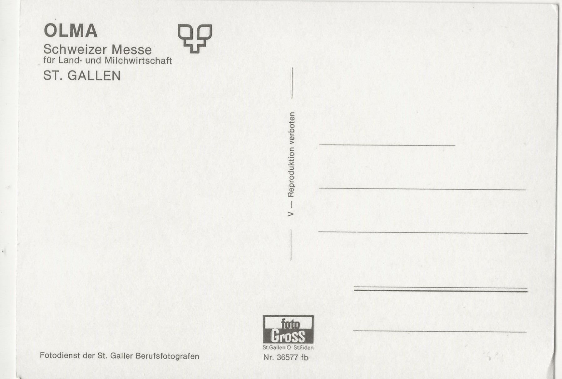 Cartes postales: Gruss von der Olma, St. Gallen – D'occasion à Frauenfeld par Merk52 1