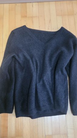 Damen Pullover 100 Prozent Kaschmir schwarz V-Ausschnitt
