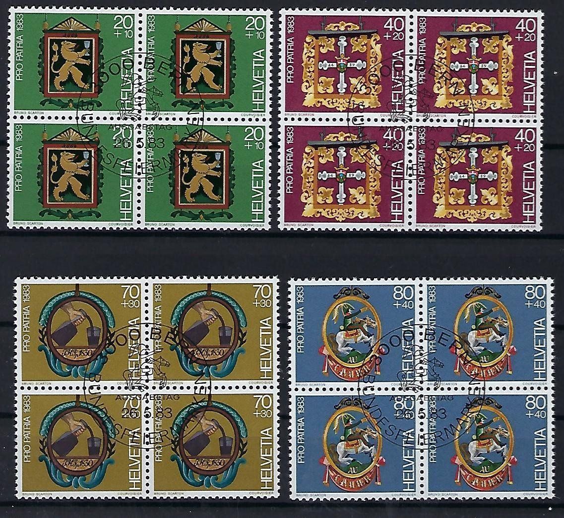 Alle Briefmarken: 1983 Pro Patria  Viererblochs ET.   11077 – Gebraucht aus Lunden von Animus999