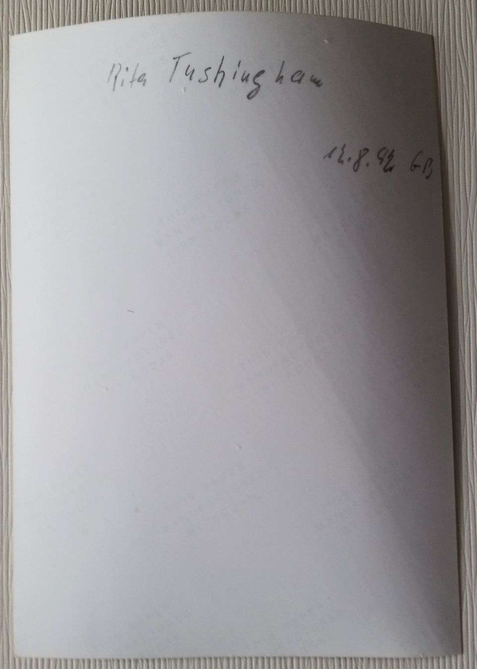 Autografi: Rita Tushingham, signiertes Original-Autogramm, 1992 – Usato da Oberriet SG venduto da Manick 1
