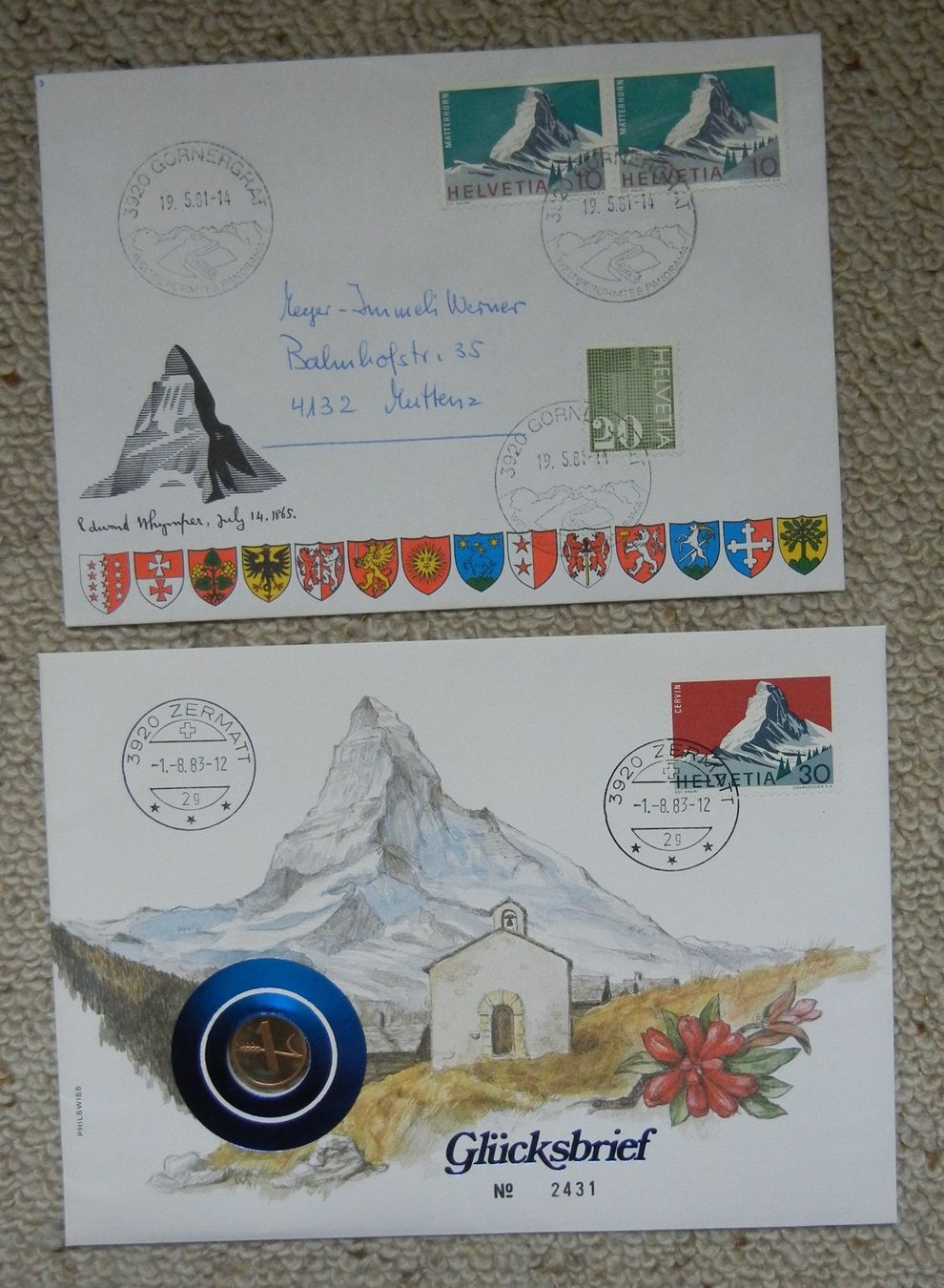 Tutti i francobolli: GLÜCKSBRIEF MATTERHORN ZERMATT + GORNERGRAT – Nuovo (secondo la descrizione) da Bern venduto da Mekongbeach