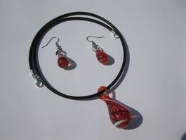 Set: Glasanhänger mit Kette und Ohrringe *OVP*
