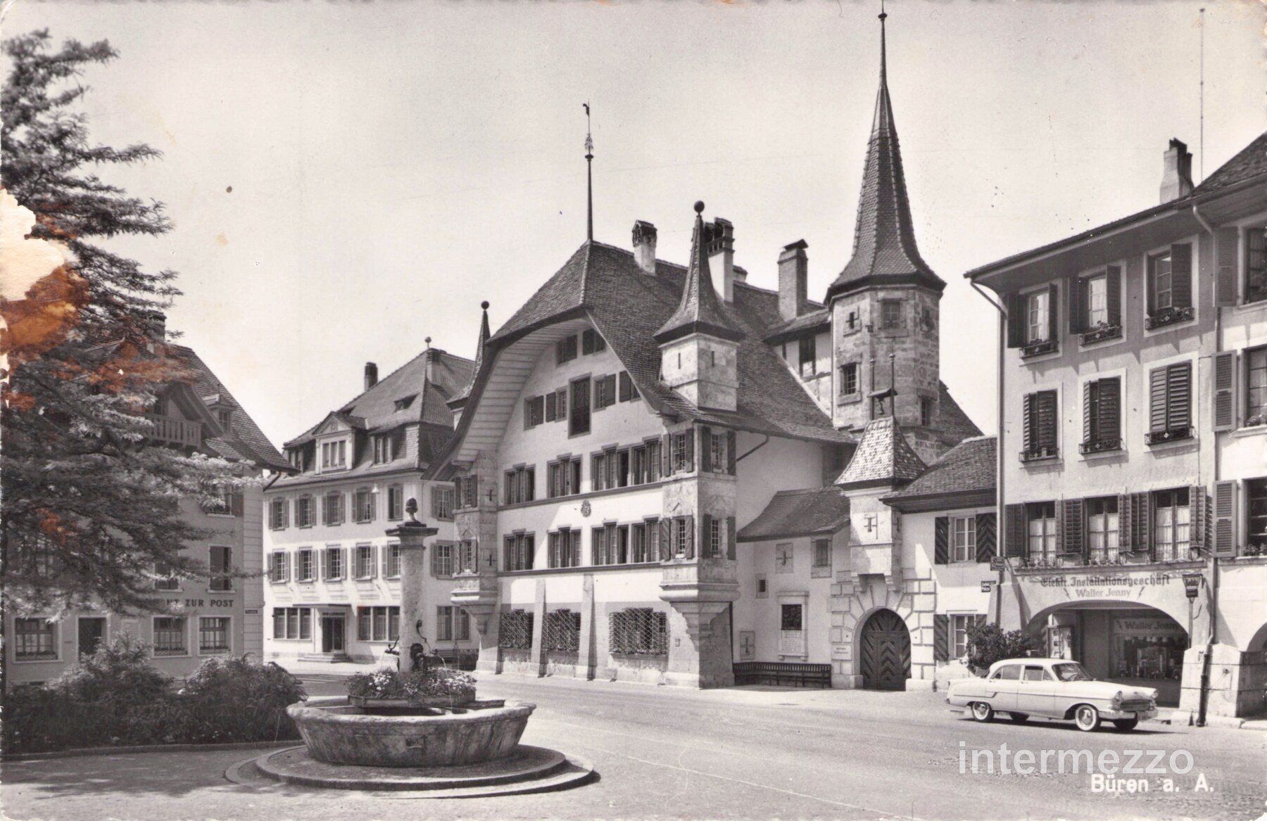 Ansichtskarten: Büren a. d. Aare // 1961 Oldtimer altes Auto – Gebraucht aus Basel von intermezzo12