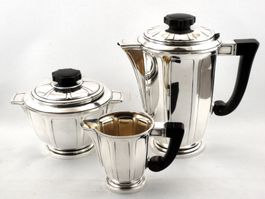 Service à café art deco argenté Boulenger Kaffeeseervice