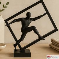 Athlete in Cube Sculpture – Modern Geometric Art - 3D Print