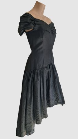 Vintage Cocktailkleid Abendkleid Vokuhila schwarz Gr. 42